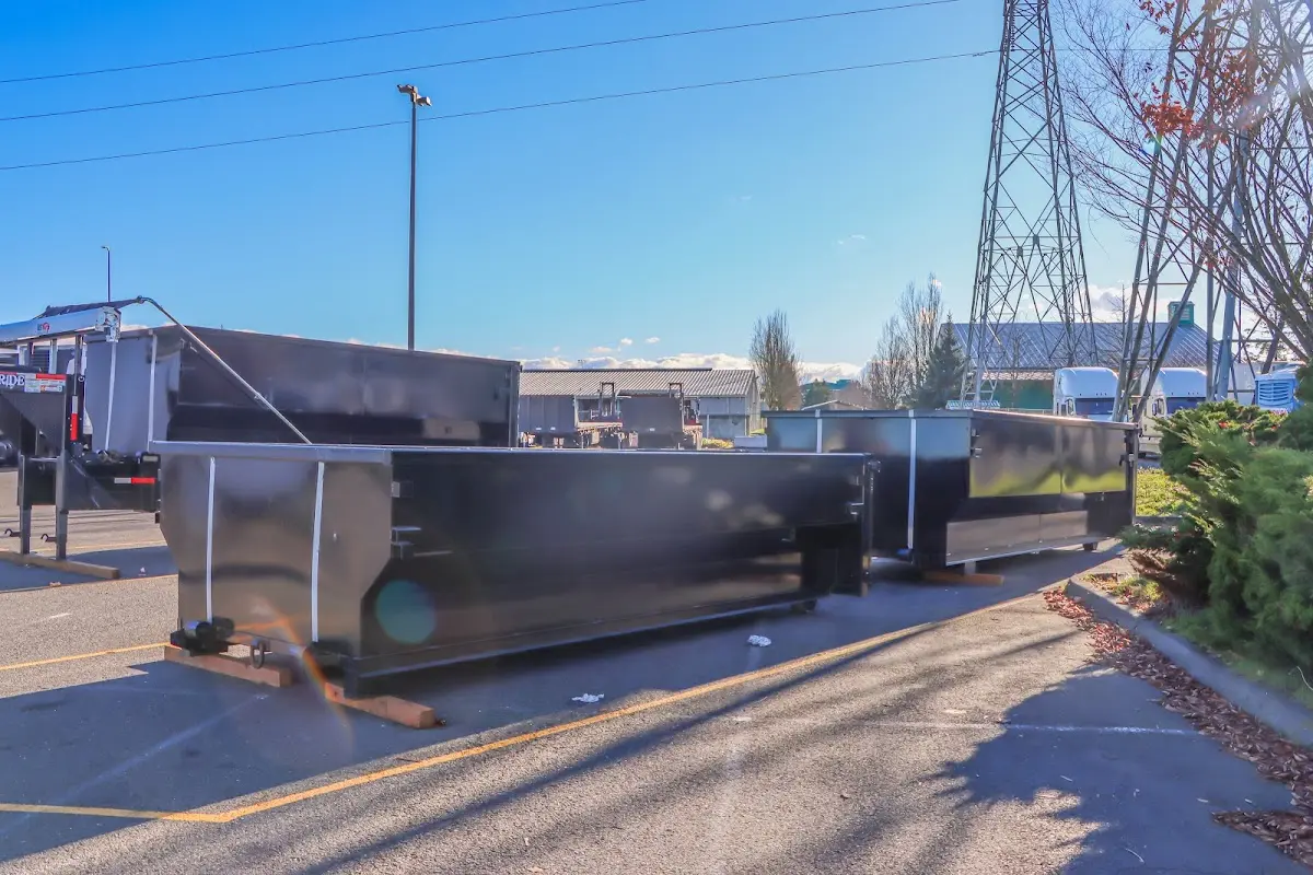 Roll-off dumpster ready for waste disposal at job site for Cleanout Dumpster Rental in Stratford